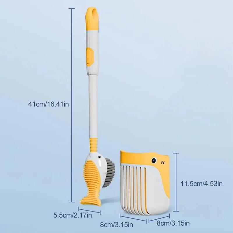 Cepillo de Inodoro de Silicona de Ballena con Chorro, Limpieza de 360 Grados, Montado en la Pared con Agujero para Colgar Herramienta de Baño