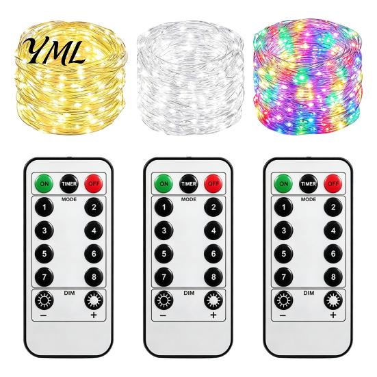 Dimmable Twinkle Lights for Bedroom Copper Wire Fairy with Remote, 8 Modes 10-Level Dimming Timer, Waterproof Battery Operated String Christmas Tree,