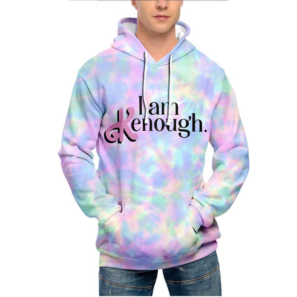 

Толстовка с капюшоном I Am Kenough Tie Dye, уличная одежда в стиле Барбикор, толстовка с капюшоном Kenough для мужчин и женщин, пятна для косплея