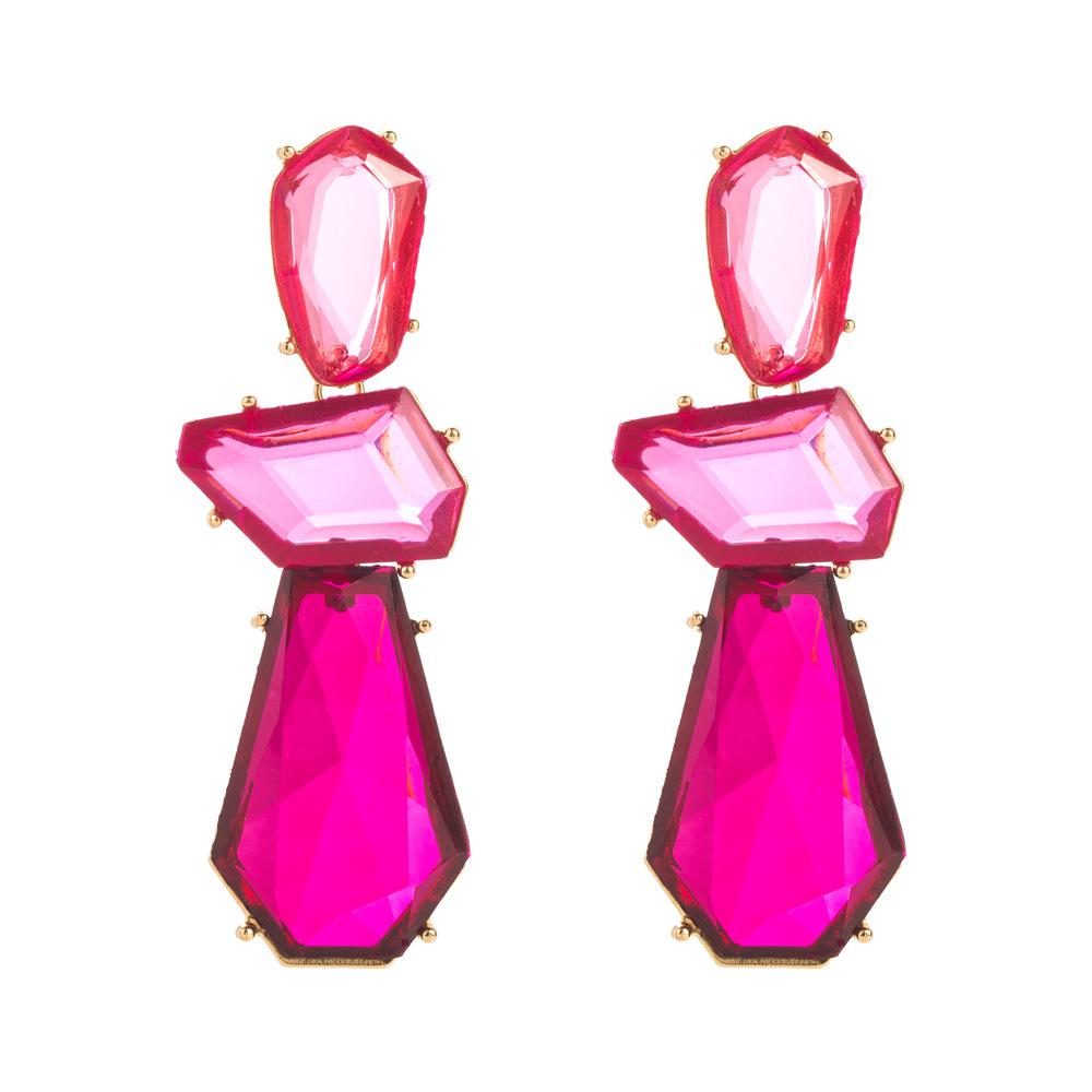 Irregular Geometric Polygon Earrings, with Exaggerated and Long Design, Multi-layered Alloy Resin Ear Accessories