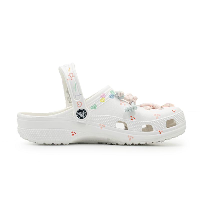 Crocs Classic clog Pink Blue Meow Star EVA Gradient Stylish Comfortable and Versatile Hole Shoes for men and women white