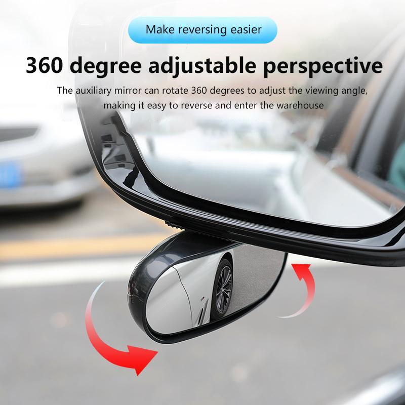 1Pc Car Mirror Auxiliary Rear View Mirror Wide Angle Side Rear Mirrors Reverse Blind Spot 360° Adjustable Car Accessories