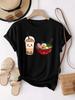 2026 New Fashion Women Tshirt Summer Cute Milk Tea Ramen Cartoon Print Casual Crew Neck Short Sleeve Comfortable Tee Tops