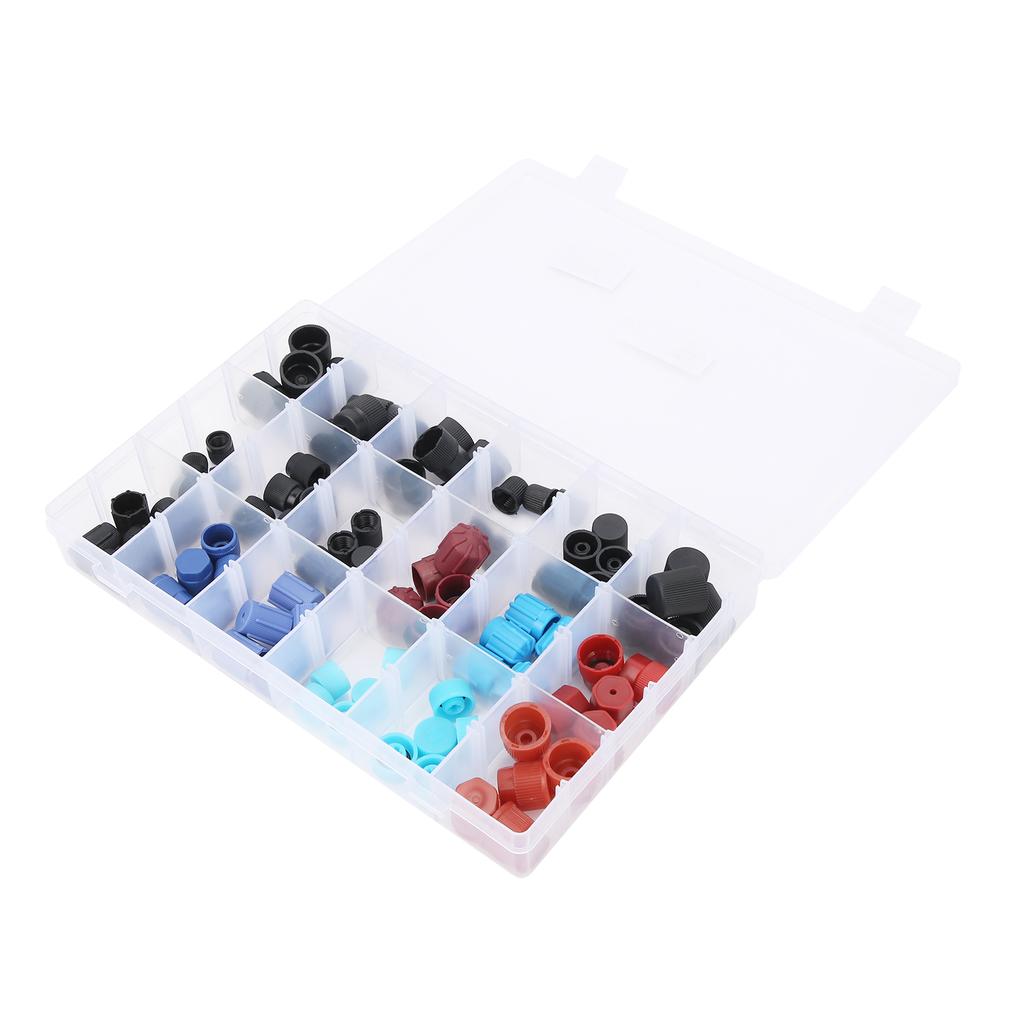 90pcs Air Conditioning Refrigerant Valve Core Caps Replacement Car A C System Repairing Accessories