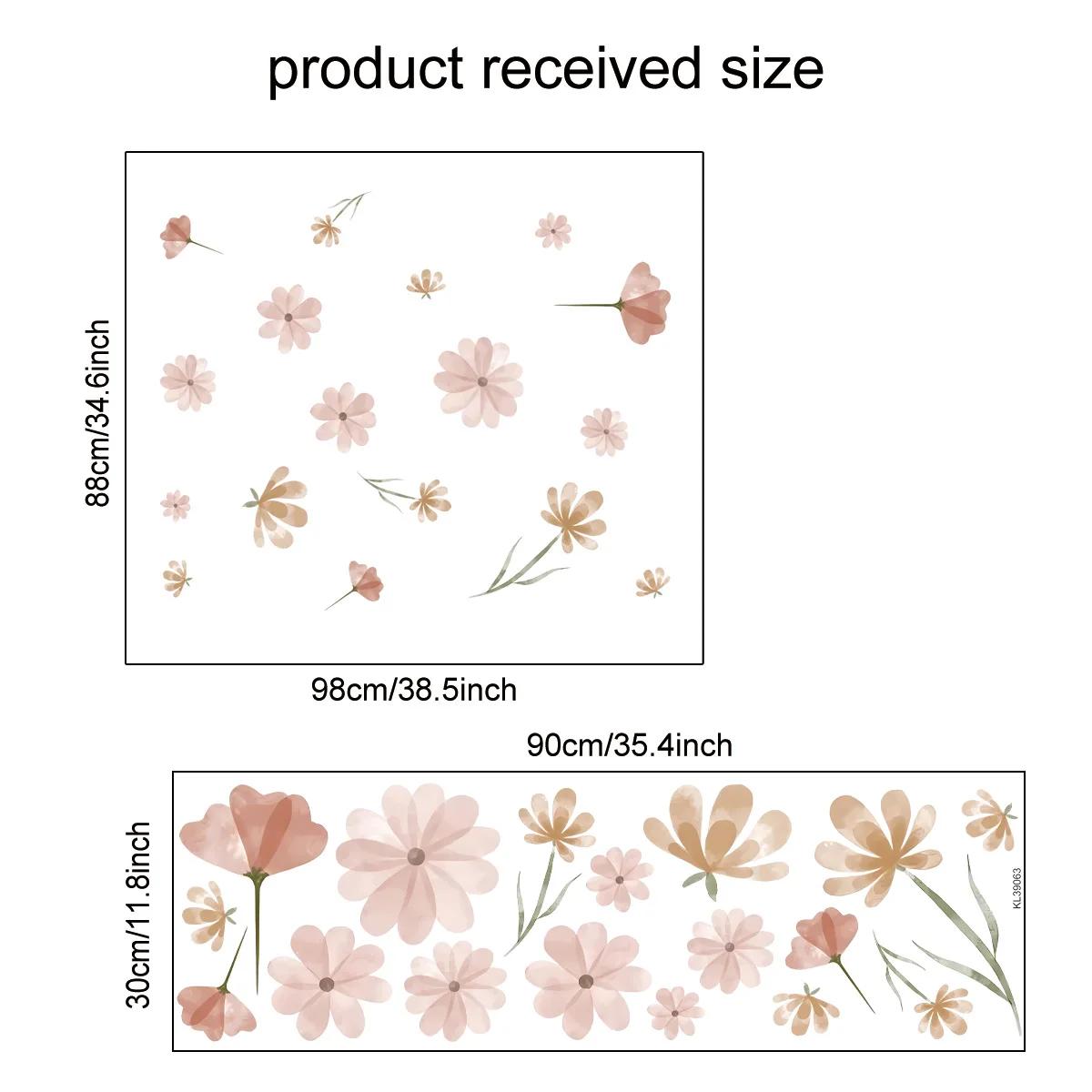 

Boho Pink Floral Botanical Wall Stickers Decoration for Kids Room Living Room Interior House Decor Vinyl Wall Decals Art Mural 30X90cm