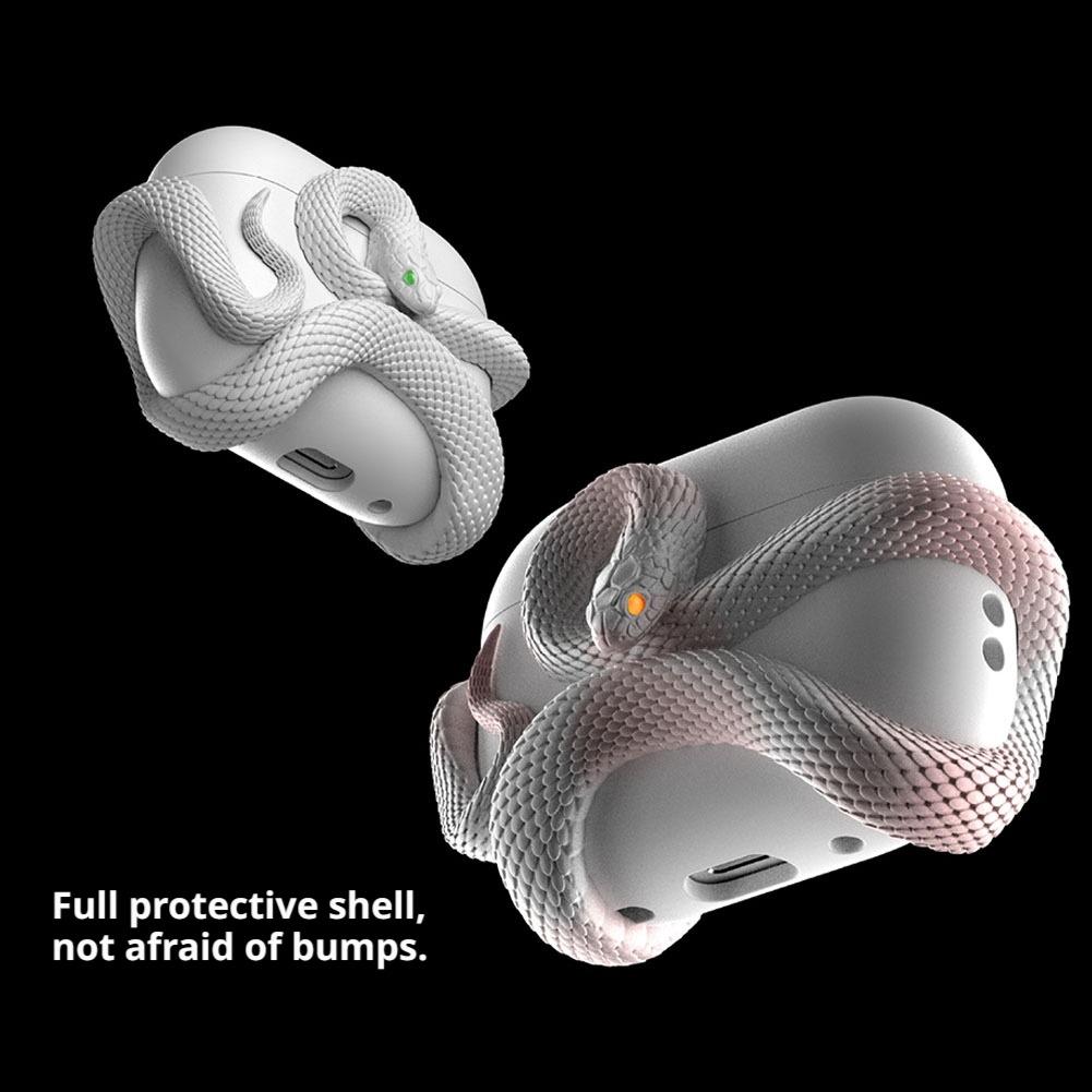 For AirPods Pro 3 Earphone Protective Case Snake-shaped Protective Headphone Shell Anti-drop Scratch-resistant Hollow Resin Case