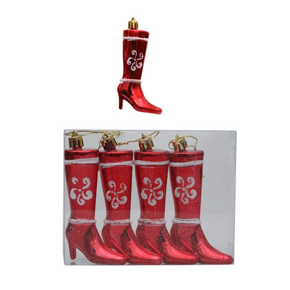 4pcs/set Plastic Christmas Tree Ornament Glittering Xmas Teee Hanging Pendant  New Year