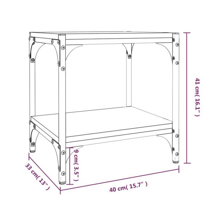 819303 vidaXL Meuble TV Chêne sonoma 40x33x41 cm Bois d'ingénierie et acier