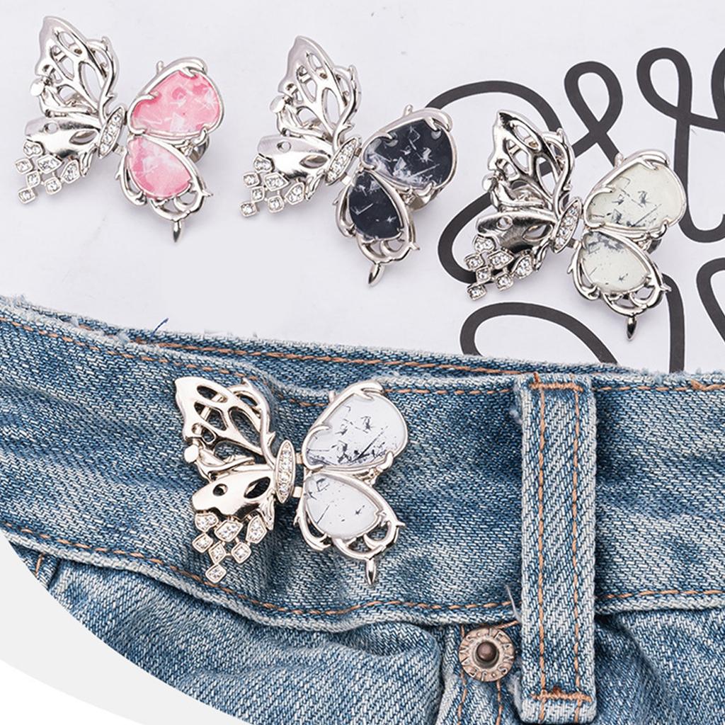 Waist Adjusters with Butterfly Design Waist Adjusting Tool Nonsewing Waist Fasteners For Women Loose Pants Jeans 3PCS