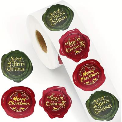 1 Roll Creative  Christmas  500Pcs Per Roll Self-Adhesive Stickers Labels  Color Printing