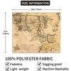 VIKAMA Vintage Globe Map Tapestry Middle Eastern Retro Wall Hanging Home Decoration for Room