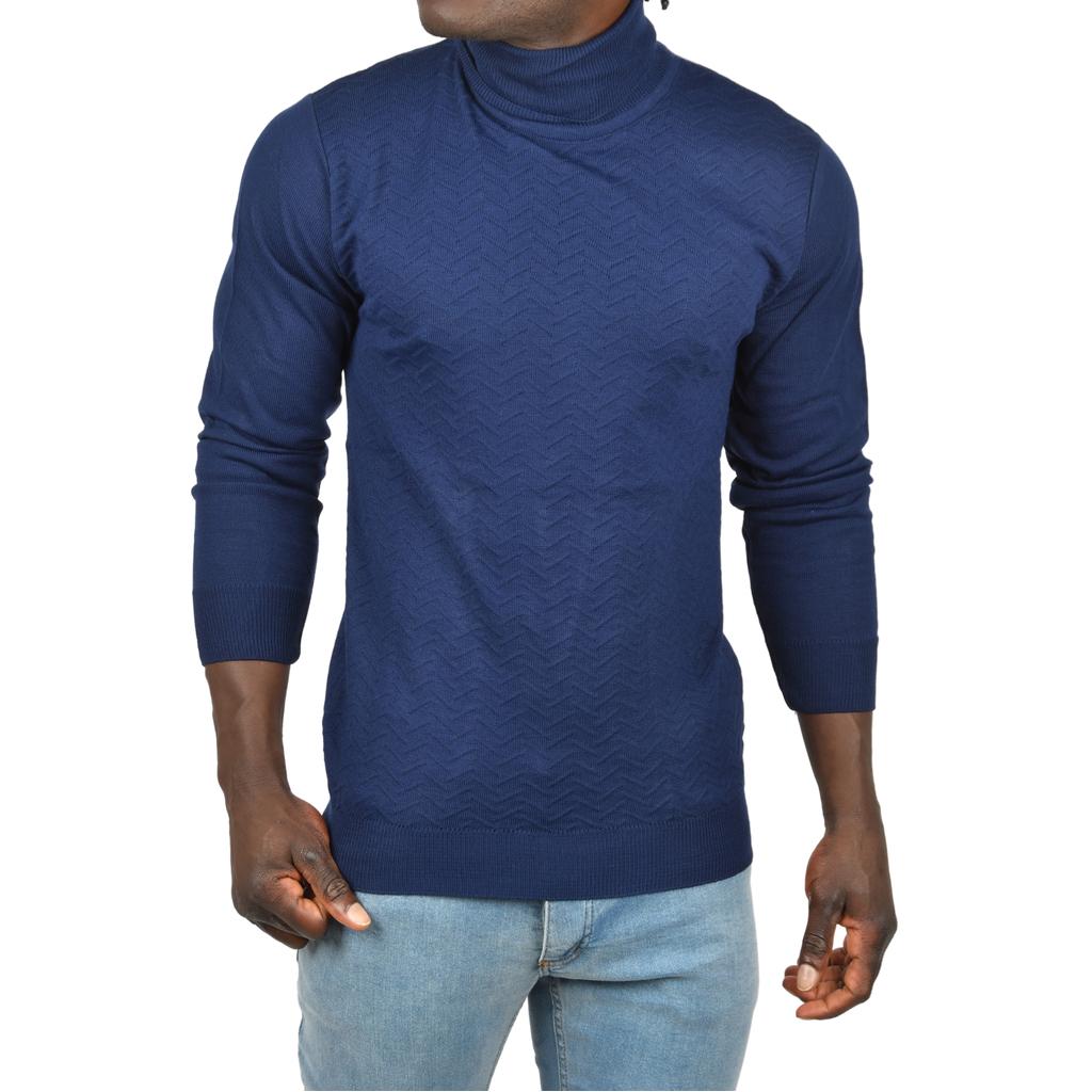 DeepSEA Zigzag Desenli Tam Balıkçı Yaka Dar Kesim Boğazlı Triko Kazak 2505497