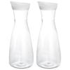 Uxcell Acrylic Water Carafe with Lid Juice Pitcher Water Jug with Handle Wine Beverage Container for Coffee Tea Cocktail 1100ml Clear 2pcs