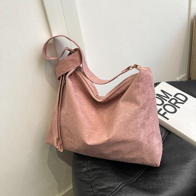2025 Nova Moda Retrô Versátil Bolsa de Ombro Tote Folgada Grande Capacidade Vento Preguiçoso Bolsa Travesseiro de Camurça