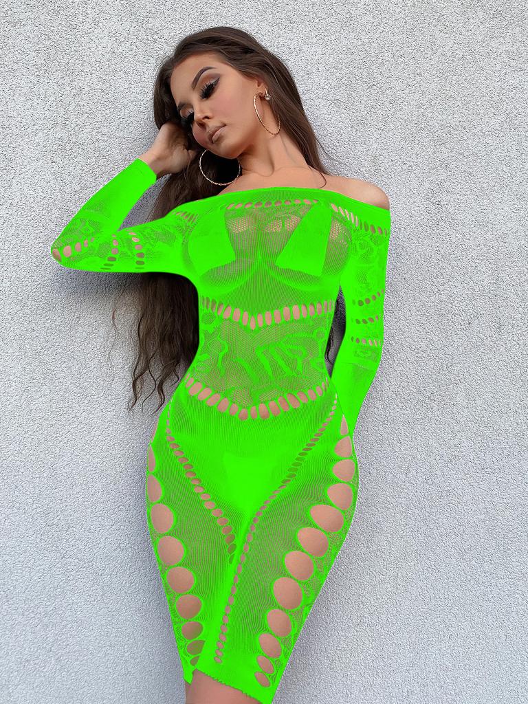 Sexy underwear mesh sexy fishing net pajamas hip skirt long sleeve tights