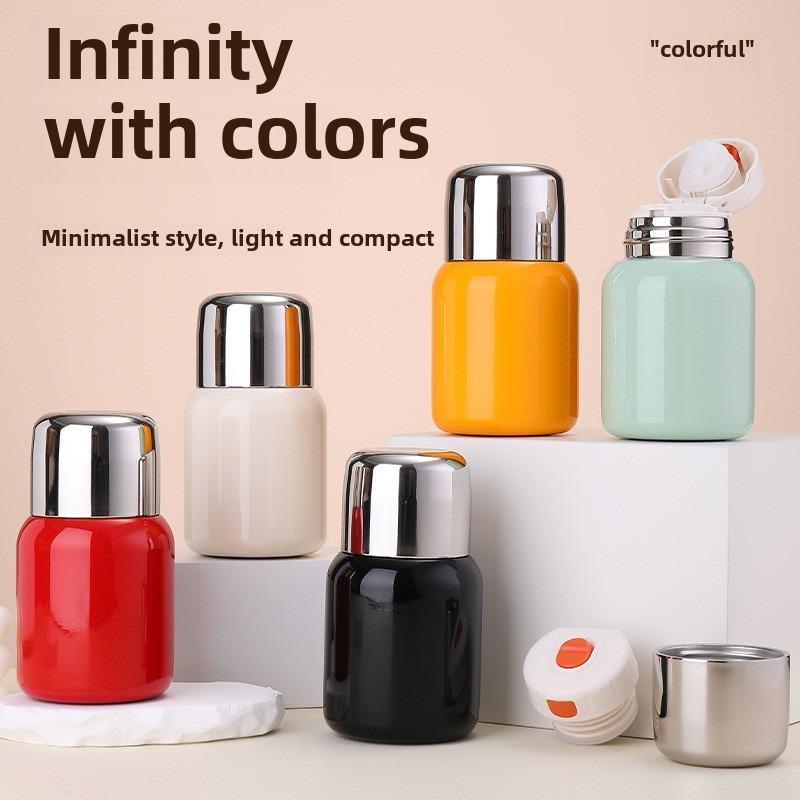 New Small Capacity Stainless Steel Mini Fat Thermos Cup Outdoor Portable Pocket Cup Straight Drink Cup
