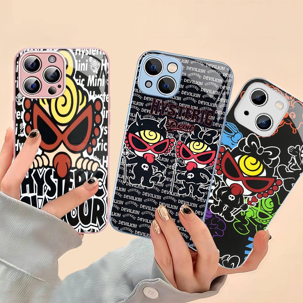 Japan Fashion H-Hysteric M-Mini For iPhone 14 13 12 Mini 11 Pro XS Max X XR 14 Plus Tempered Glass Cover
