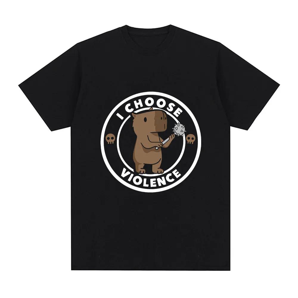 

I Choose Violance T-shirt Funny Capybara Meme T-shirt Men s and Women s Casual Short Sleeve Large T-shirt Street Clothing - M... 5XL різнокольоровий