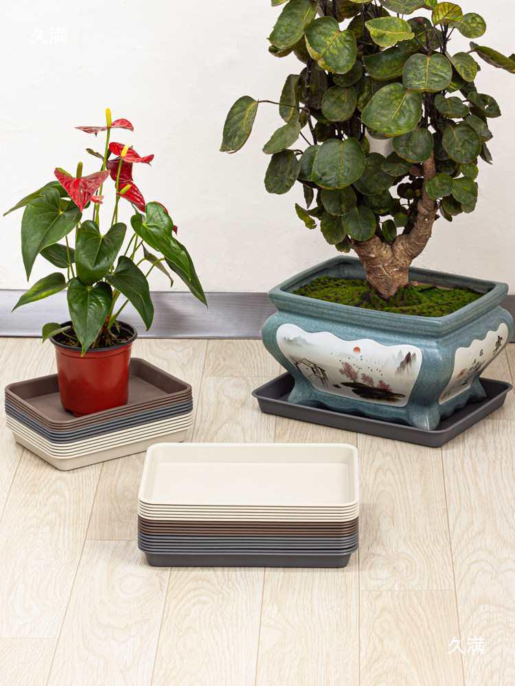 Thickened Rectangular Plastic Flower Pot Tray - Large Water Catching Mat for Bonsai