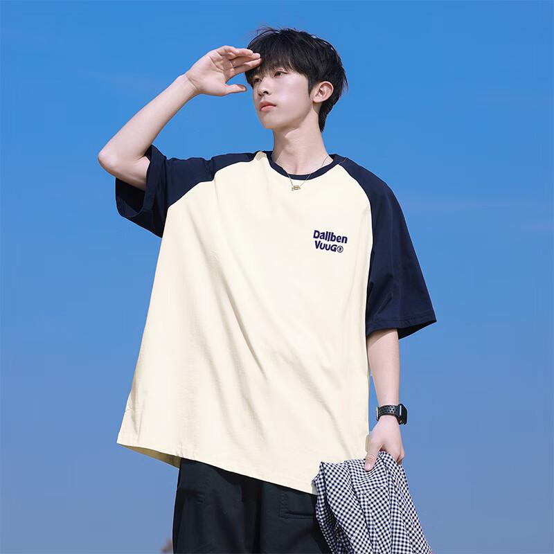 VUUG Men s Raglan Patchwork Cotton T-Shirt S