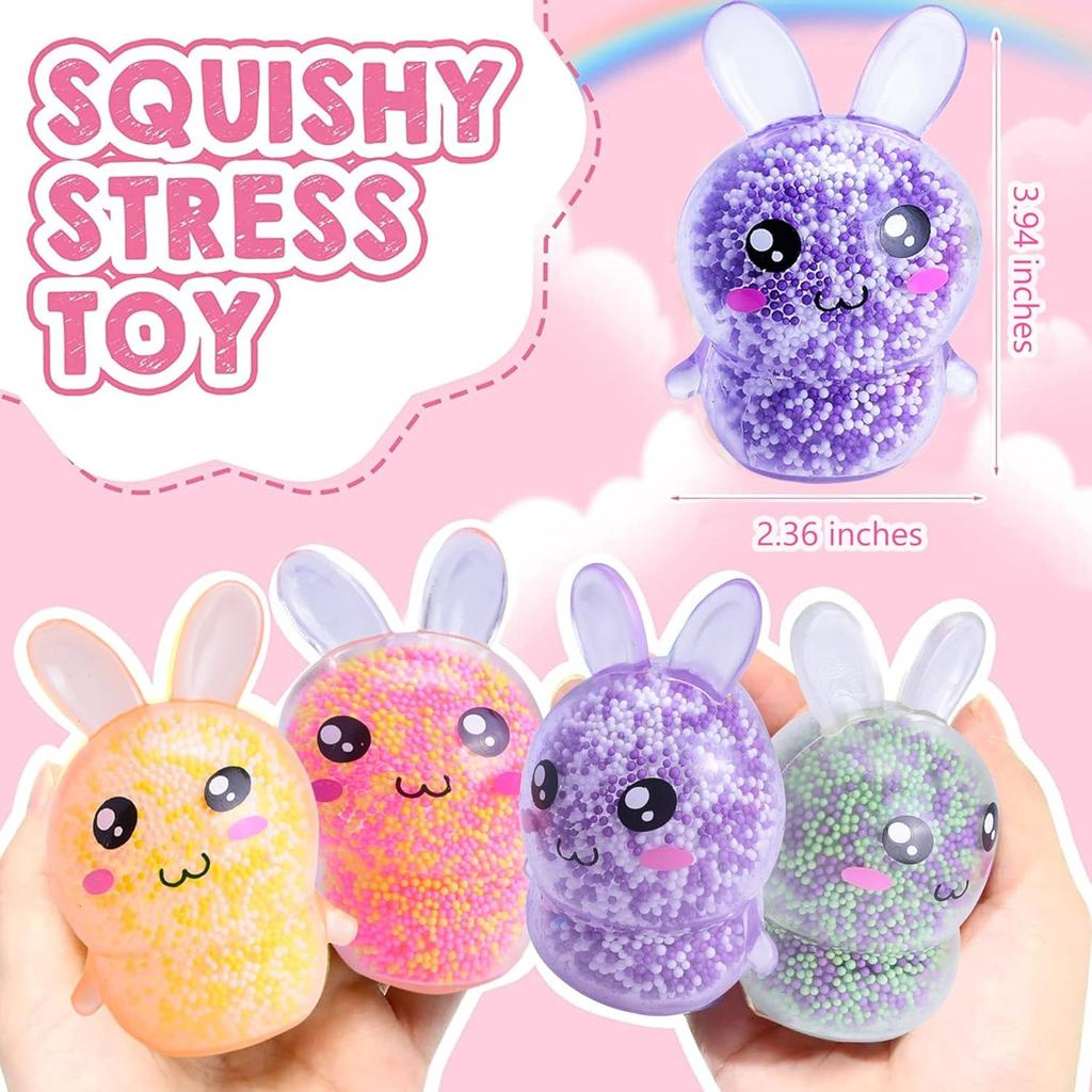 Mačkací králíčci na stres s světlem Hračka na odbourání stresu Dívky Děti Fidget hračky Barevný králíček do velikonočního košíku
