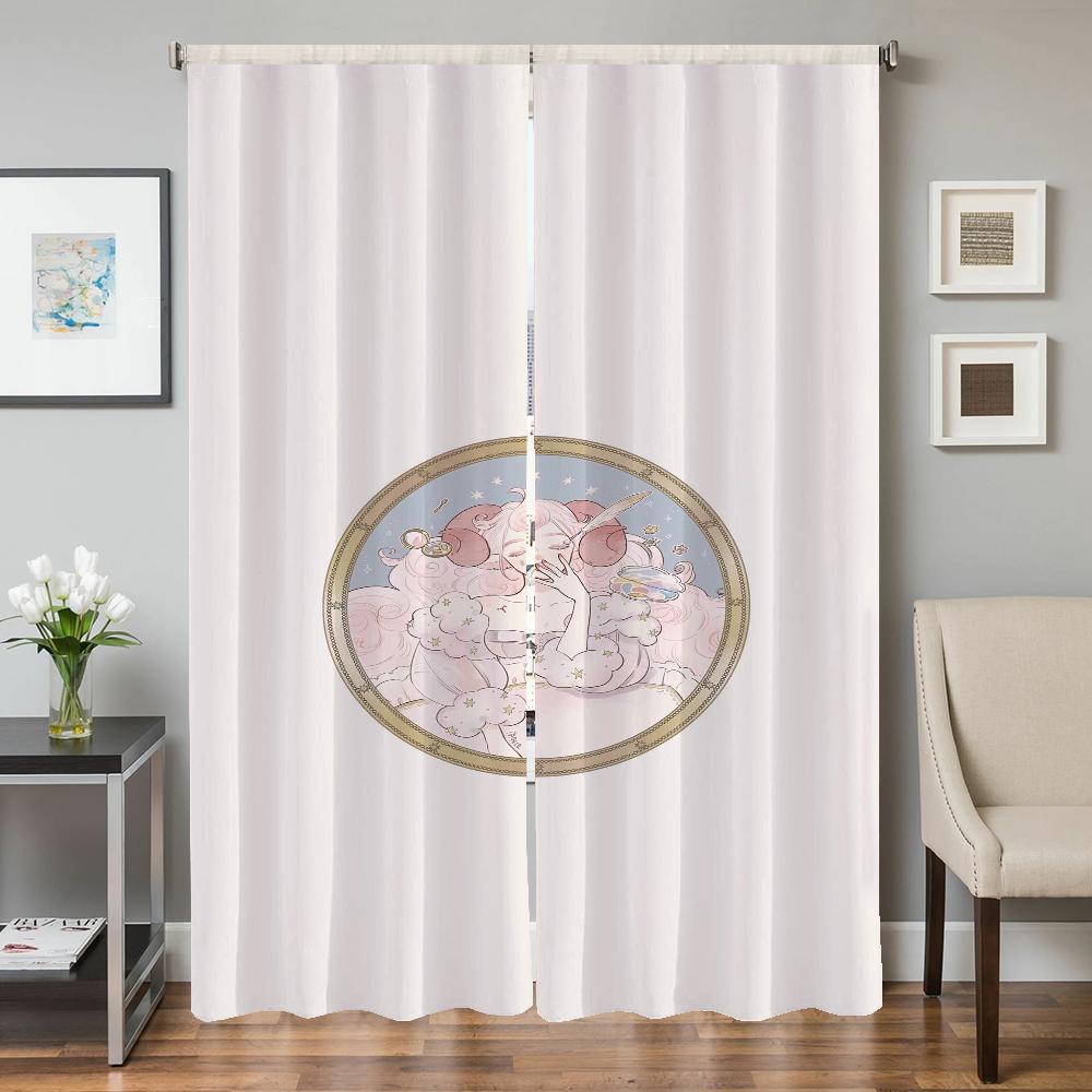 

Домашний интерьер Кухонные шторы для гостиной 2 штуки Затемняющие шторы Штора для двери Зодиак Перегородка Украшение для спальни W50xH70cmx2pcs-CL