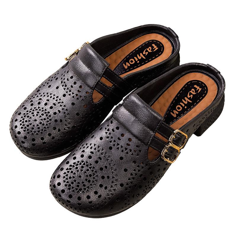 Yuzhihao Women's Summer Slip-On Perforated Sandals - Fashionable Flat Style