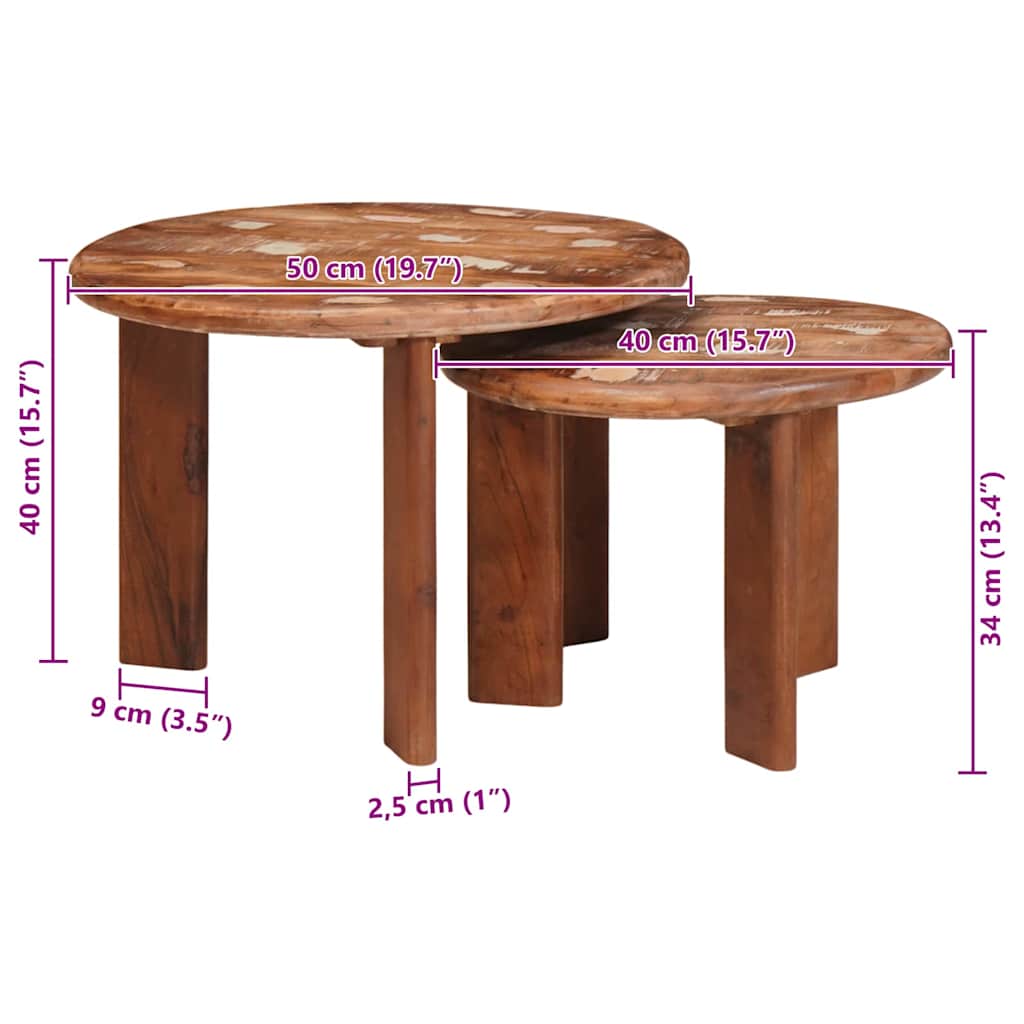 Nesting Coffee Tables 2 Pcs Multicolored Solid Reclaimed Wood