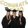 Congrats Grad Banner Gold Glitter Pre-Strung Congrats Grad Sign - 8ft -No DIY - Graduation Party Decorations for Class of 2025 Graduation Decorations