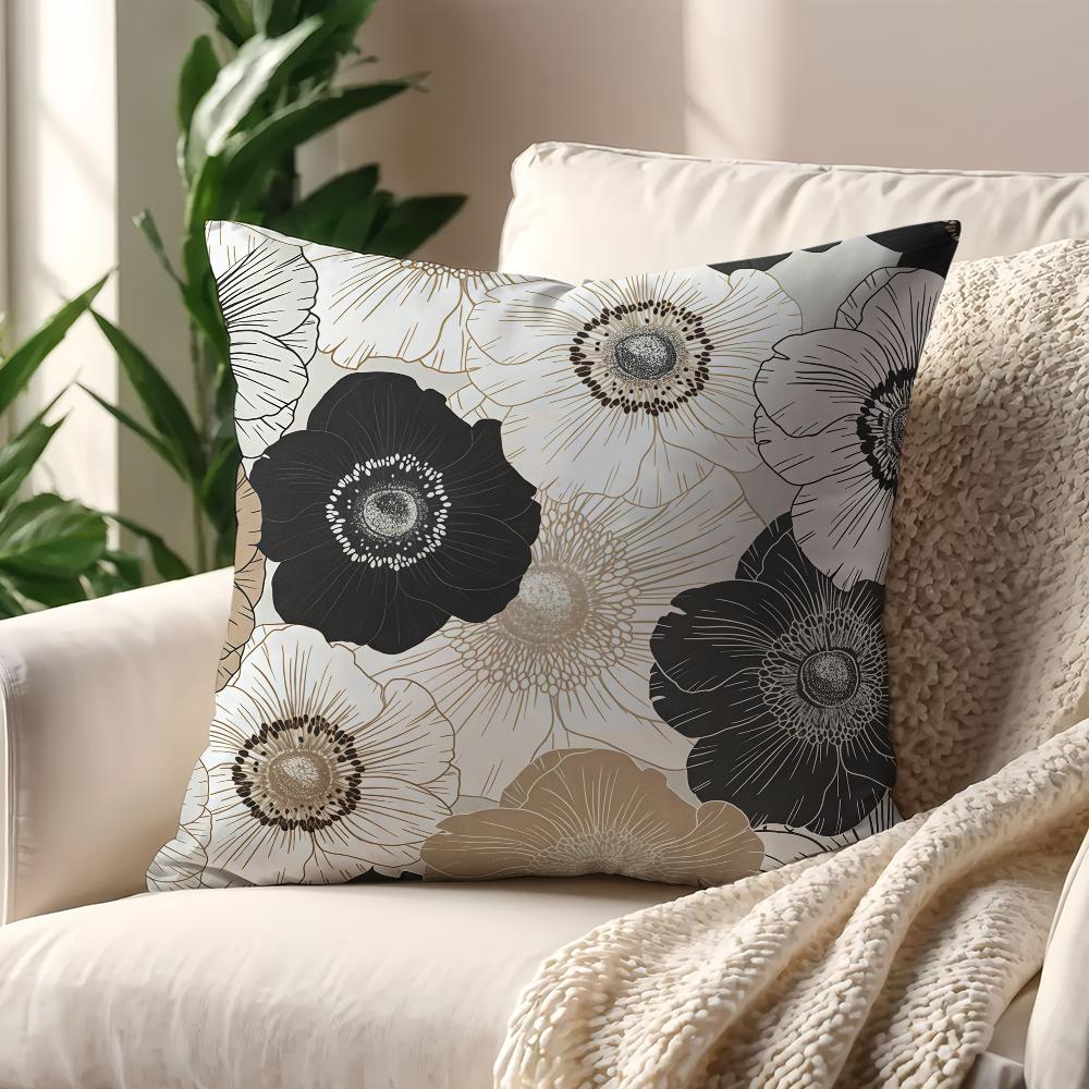 FarmhouseStyle Dahlia Pattern cushion cover For Pillow Printing Sofa Decoration Home Room Coffee Shop Office Nordic Simplicity