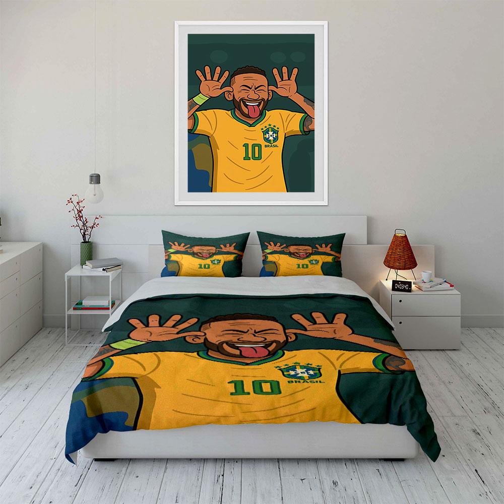 Cartoon football player illustration. Bedding sets Duvet cover sets Duvet covers Pillowcases(1 * Duvet Cover 2 * Pillowcases without duvet insert)