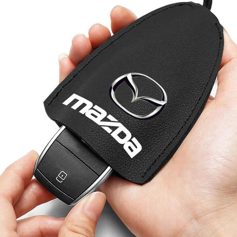 Leather Car Key Case Cover Shell Car Keychains For Mazda Speed MS 2 3 5 6 7 323 RX8 Axela Atenza CX-3 CX-4 CX-5 CX-8 Accessories