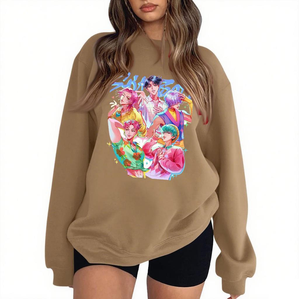 Damenmode Lässig Bedruckt Lässig Langarm Rundhals Sweatshirt Top