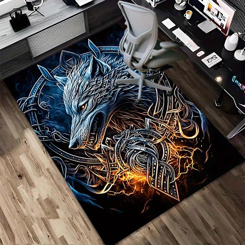 1pc Wolf Armor Themed Rug for Home Decor, Non-slip Office Carpet, Chair Mat, Outdoor Mat, Christmas and Halloween Gifts-0731035
