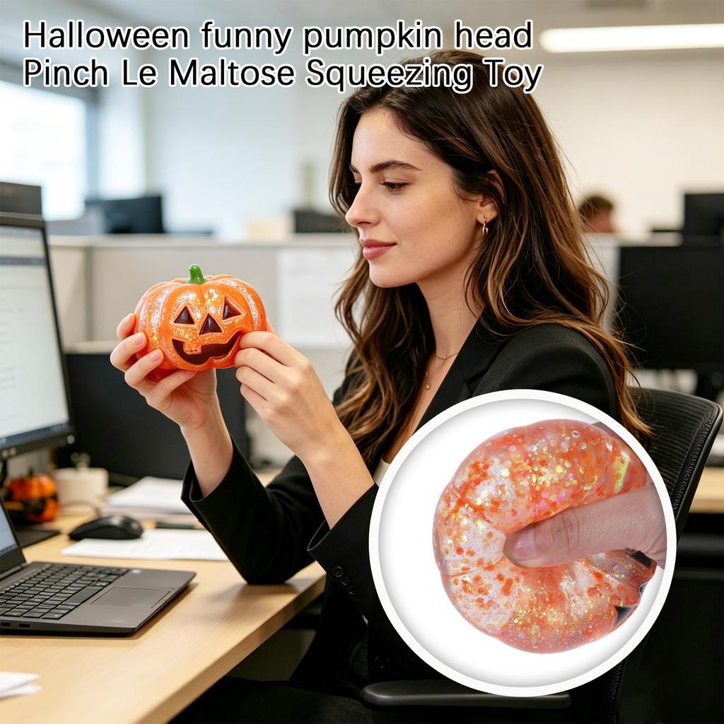 Halloween Pumpkin Head Squeeze Toy Set 4 Pieces Soft Squishy Stress Relief Sensory Toy Slow Rising Material for Kids Adults
