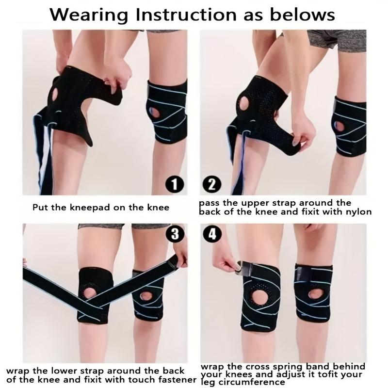 Sports Spring Support Strips, Outdoor Running Fitness Mountaineering Knee Pads, Straps, Double Pressurized Knee Pads