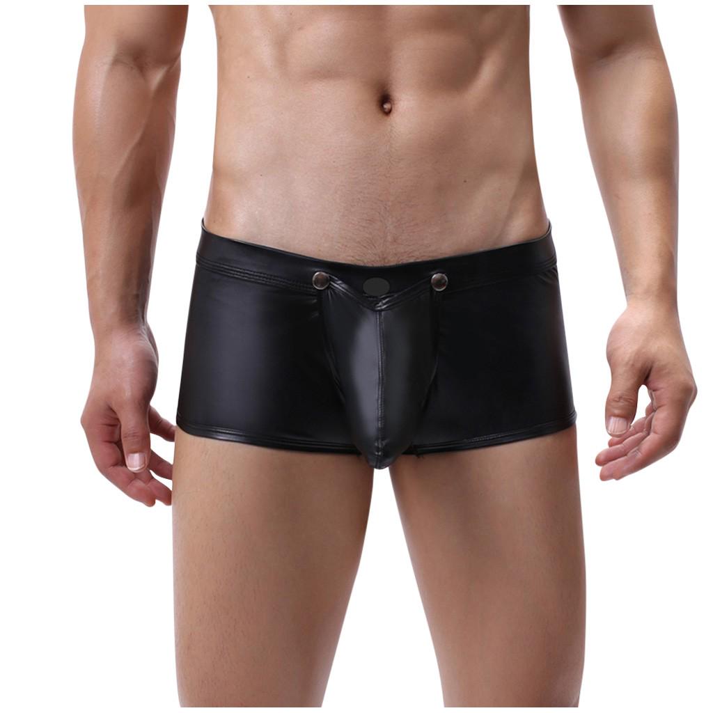 Nineteen Eq Herrenmode Herren Sexy Niedrige Taille Öffnung Kunstleder Unterwäsche Bequeme Unterwäsche