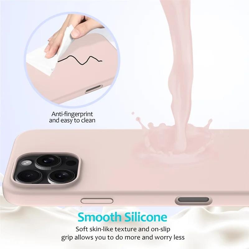 For iPhone 16 Pro Phone Case WANLONFENG GJ Series Liquid Silicone TPU Cover Large Cutouts with 2Pcs Screen Film