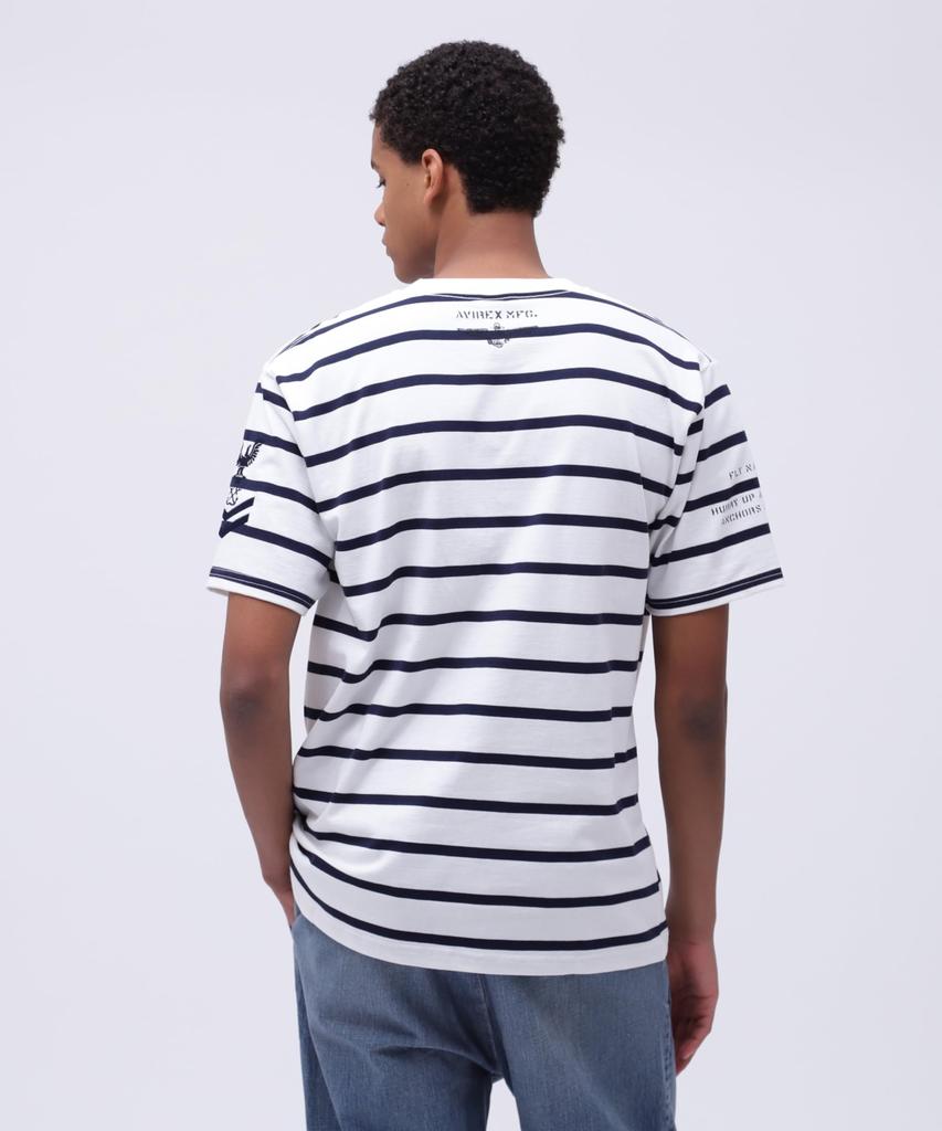 AVIREX NAVAL POCKET T-SHIRT Navy Border L 783-5934011