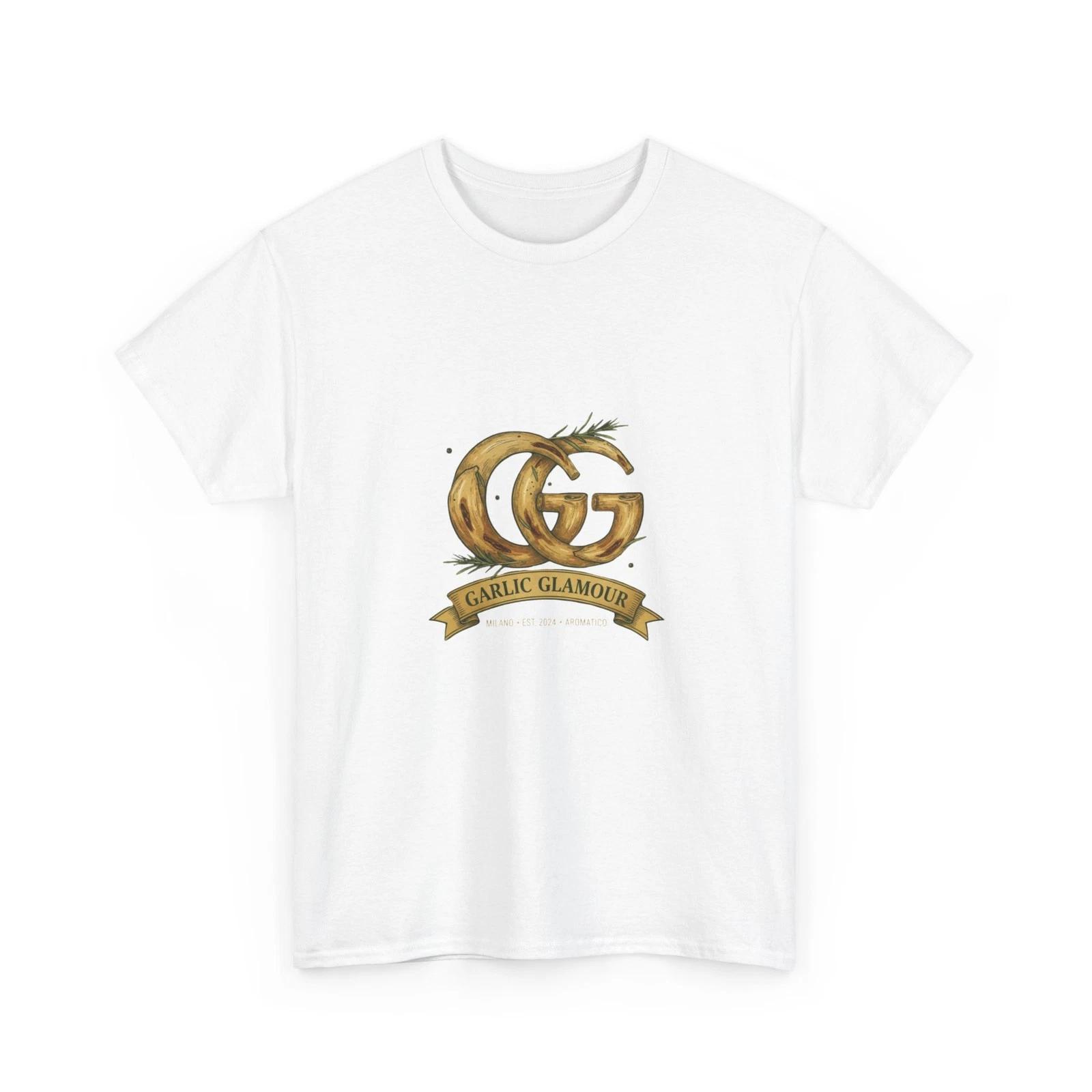 

Garlic Glamour Tee | Garlic Logo Graphic Shirt, Funny Designer Parody, Fashion M