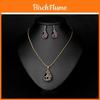 Exquisite Waterdrop Blue Zircon Peacock Pendant Necklace And Earring Set For Christmas Gifts