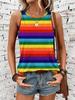 2026 New Striped Print Women's Elegant Tank Top Summer Street Fashion Tank Top Everyday Casual Women's Sleeveless T-shirt