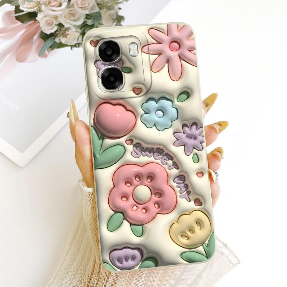 For Oppo A6x 4G CPH2819 5G CPH2783 Phone Case For Oppo A6x Cover Cute Kawaii Luxury Fashion Flowers Cool Painted Silicone Casing