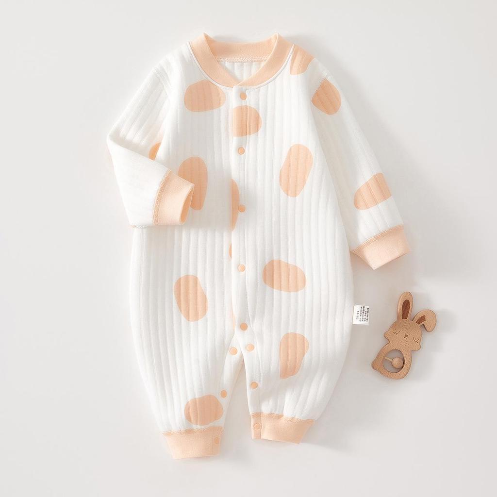 Unisex Gesteppter Baumwoll-Baby-Strampler - Warmer, leichter Neugeborenenanzug für Frühling & Herbst