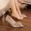 2026 Spring New High Heels Women's Pointed Fine Heels Bow Fashion Women's Shoes