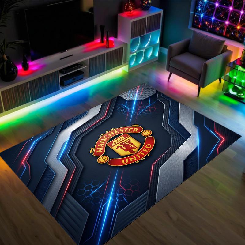 Design Manchester United Křišťálový sametový koberec Útulný Ne?Protiskluzová tištěná předložka do ložnice, obývacího pokoje, předsíně