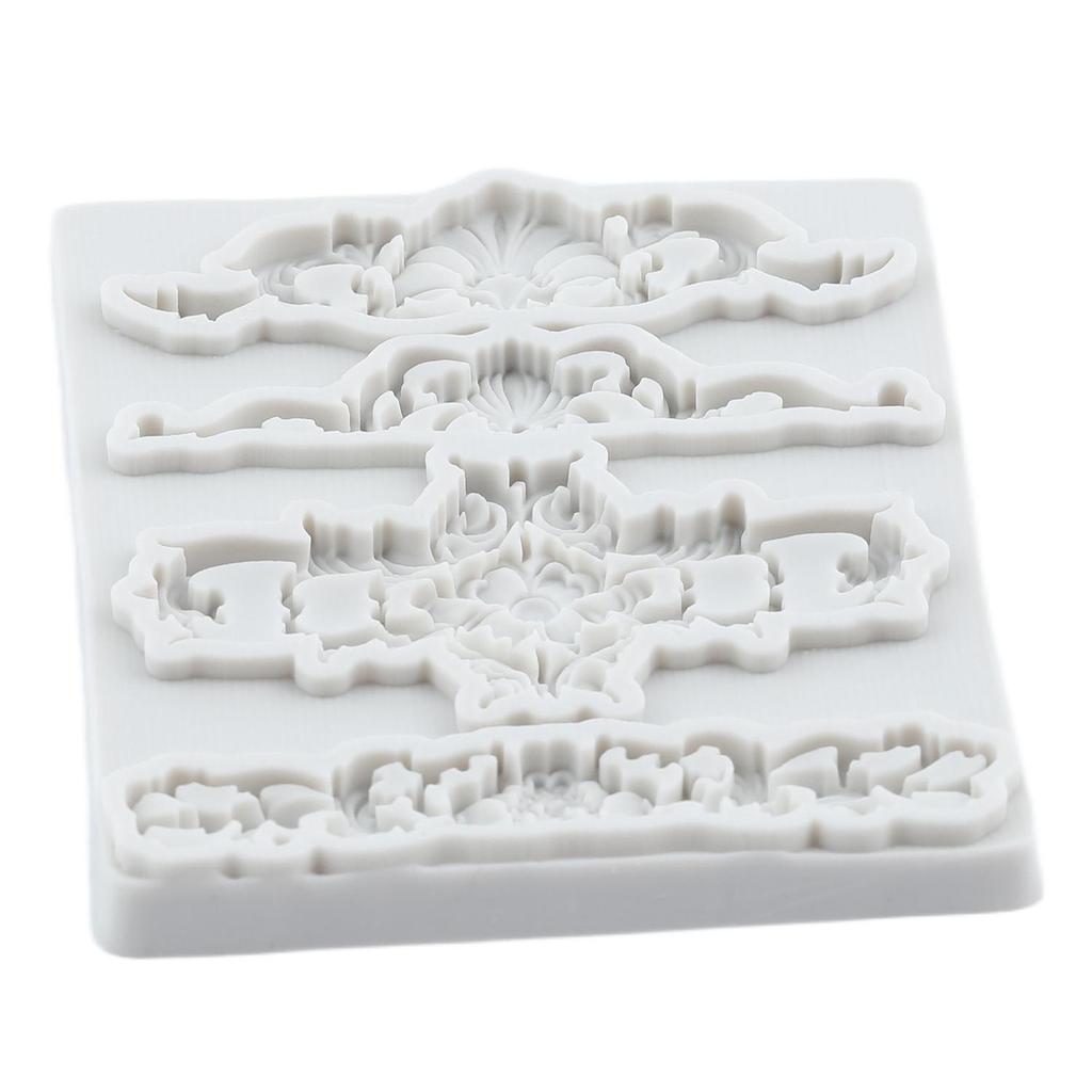 Barokk Bord Silikonformer Relief Blomst Fondantform Kakedekoreringsverktøy Cupcake Topper Godteri Sjokolade Gumpasteform