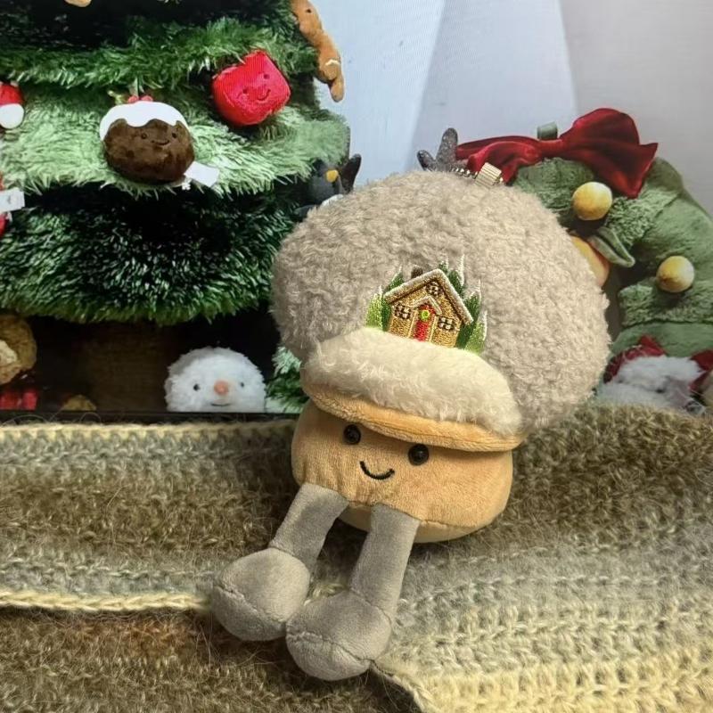 Cute Cartoon Plush Ball Snowman Keychain Kawaii Plush Stuffed Doll Christmas Pendant Backpack Handbag Decoration Pendant
