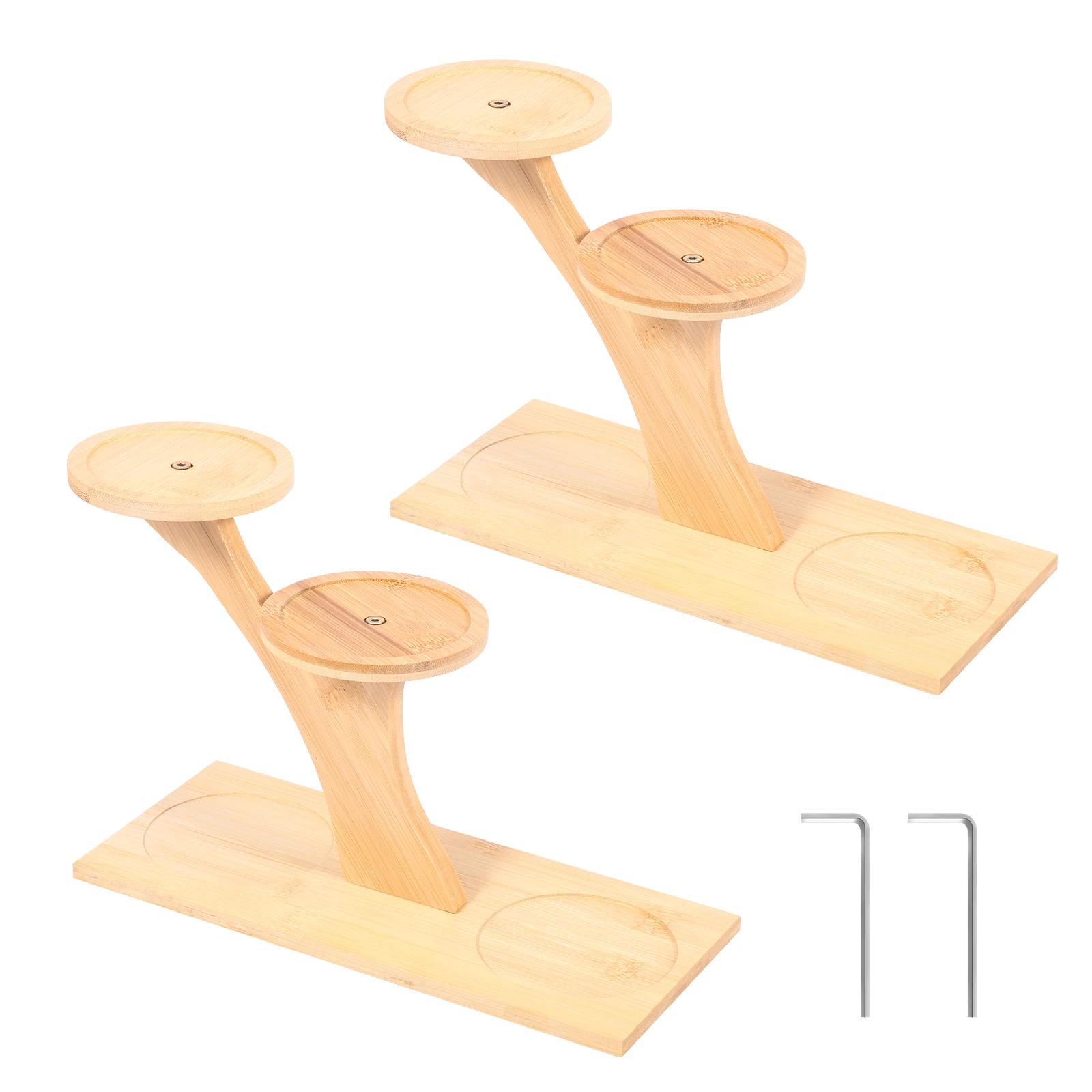 

2Pcs Bamboo Succulents Plant Stand Tabletop Small Multi Layer Flowerpot Holder or Windowsill Balcony Garden Decorations