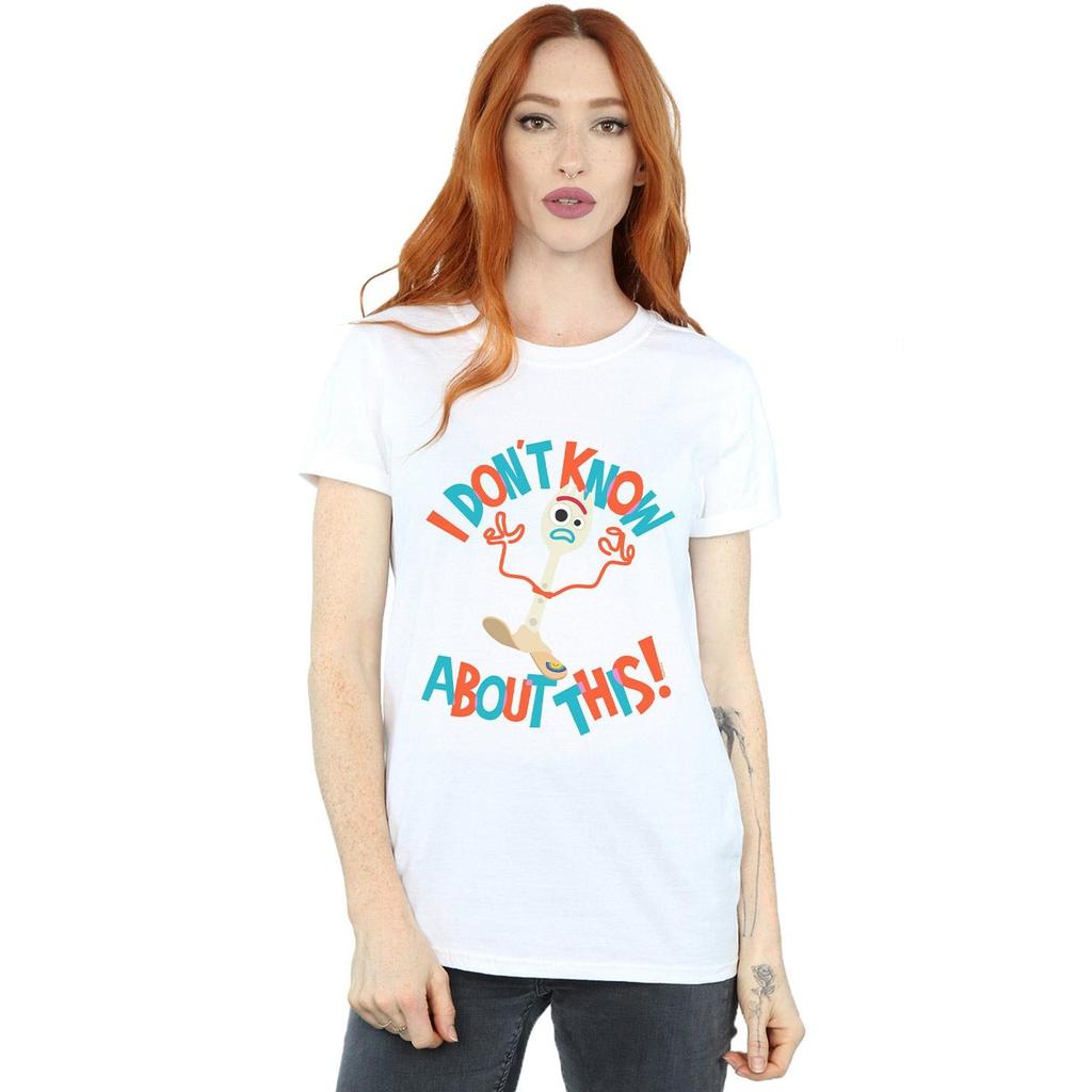 Disney Womens/Ladies Toy Story 4 Forky I Dont Know About This Cotton Boyfriend T-Shirt